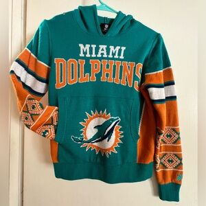 Miami Dolphins Knit Hoodie Youth M 10-12 NFL Team Apparel Sweater Pullover